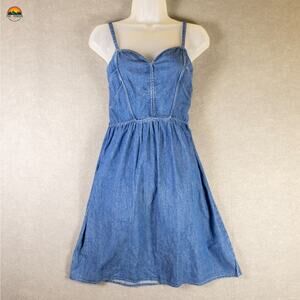 Mark A-Line Dress Blue Cotton Sleeveless Sweetheart Neck Women's Size Large